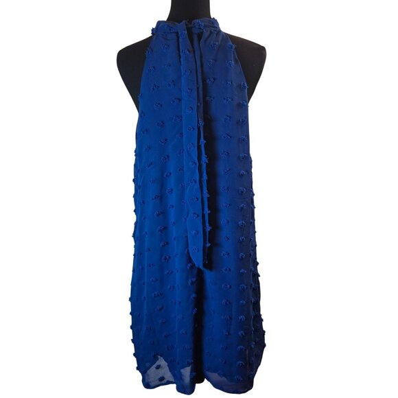 Sleeveless Halter Mini Cotton Puff Dress Sz: XXL Royal Blue - Picture 2 of 7